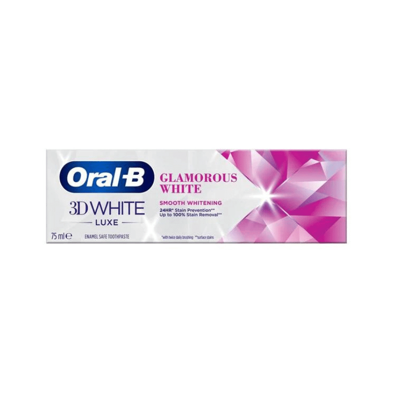 Oral-B Glamorous White 3D White Teeth Whitening Toothpaste Box